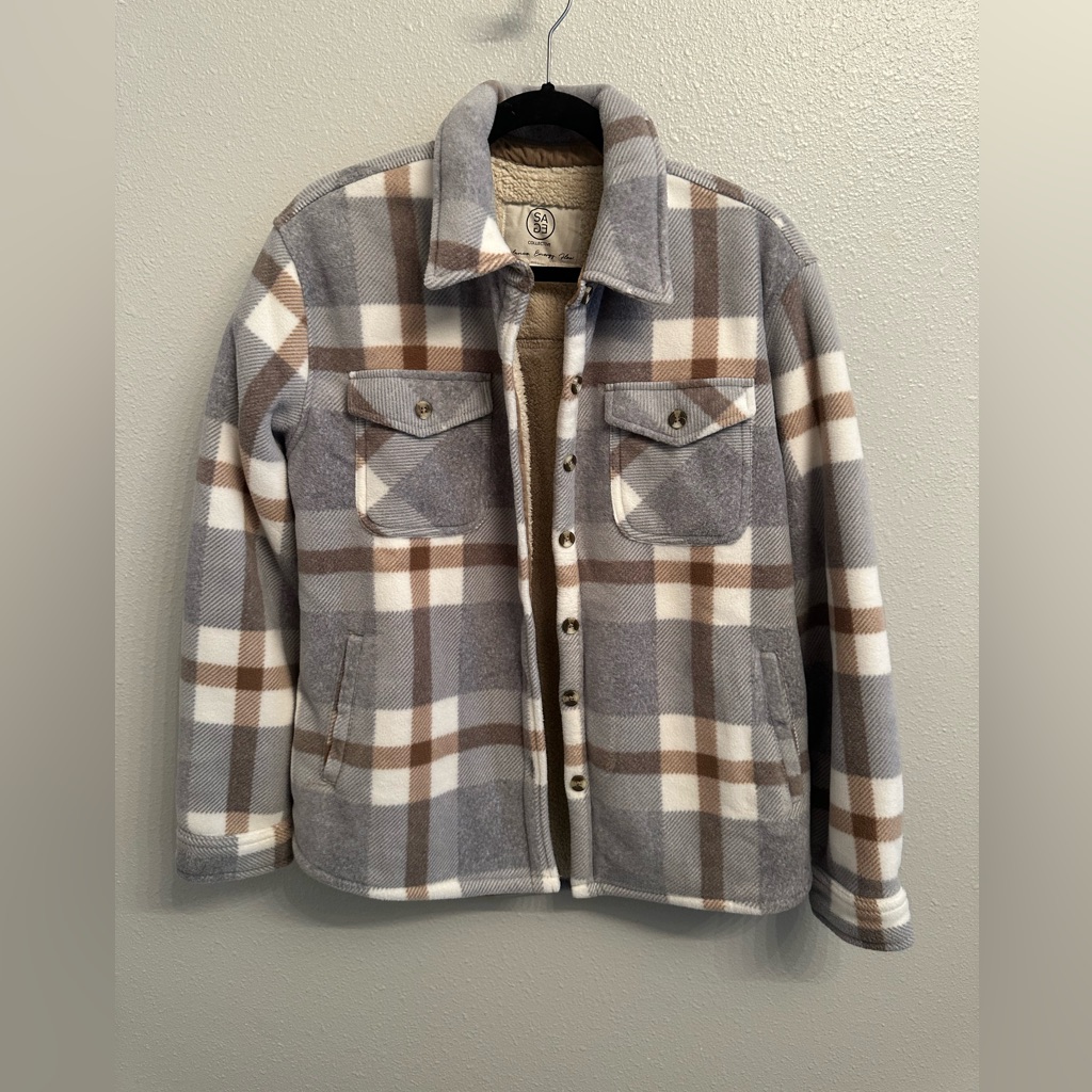 Shearling Jacket Gray Pattern